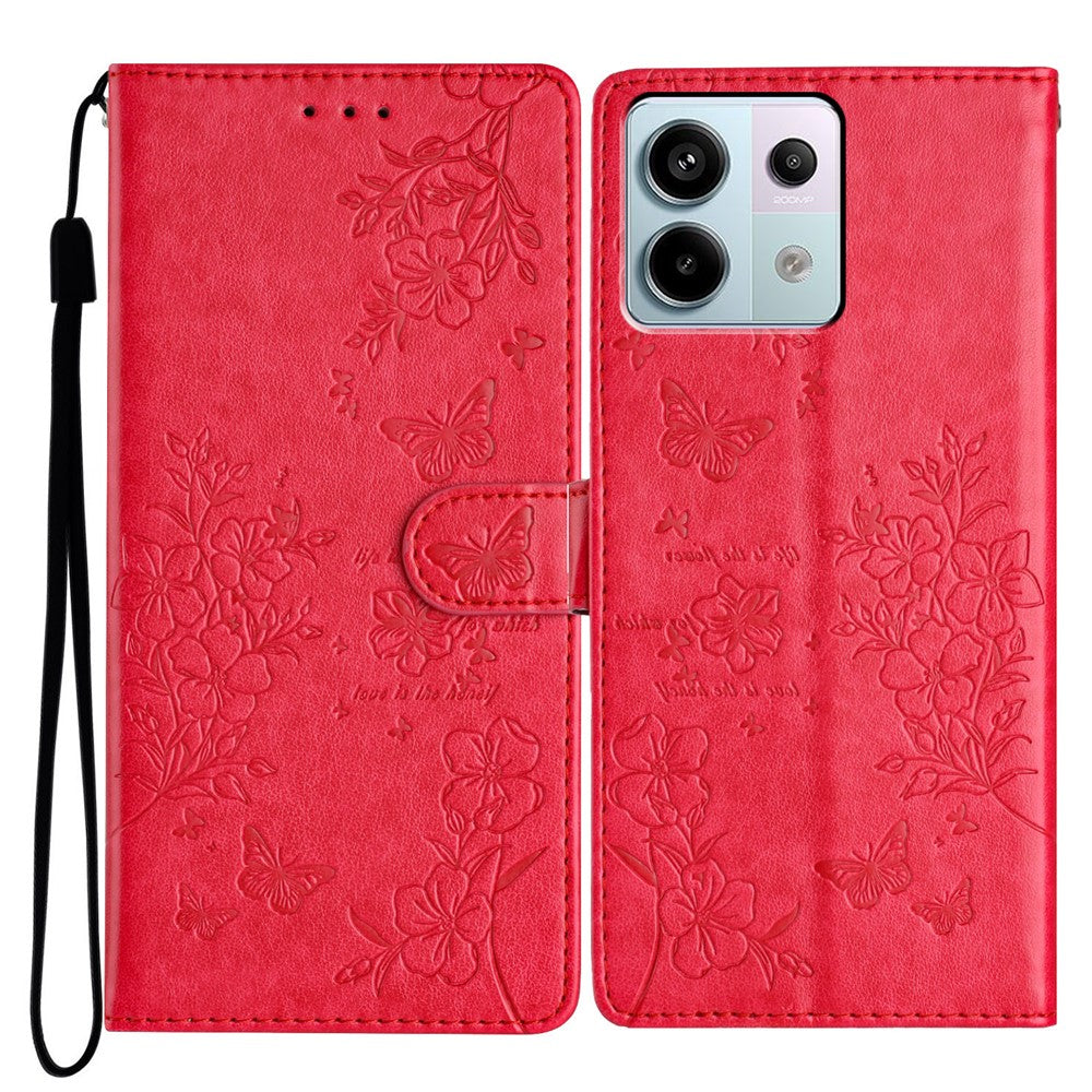 For Xiaomi Redmi Note 13 Pro 5G / Poco X6 5G Case Butterfly Floral Imprint Leather Wallet Phone Cover