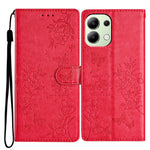 For Xiaomi Redmi Note 13 4G Leather Case Butterfly Floral Imprint Wallet Phone Shell