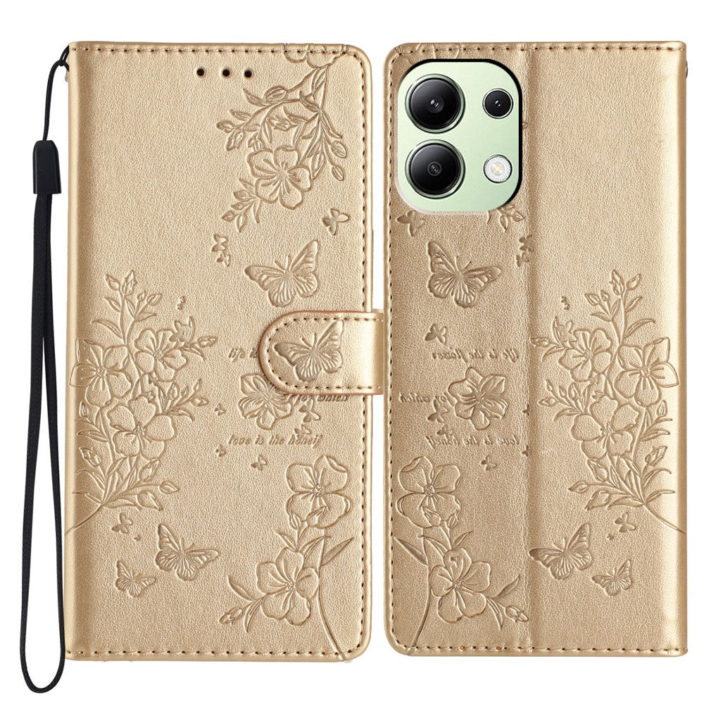 For Xiaomi Redmi Note 13 4G Leather Case Butterfly Floral Imprint Wallet Phone Shell