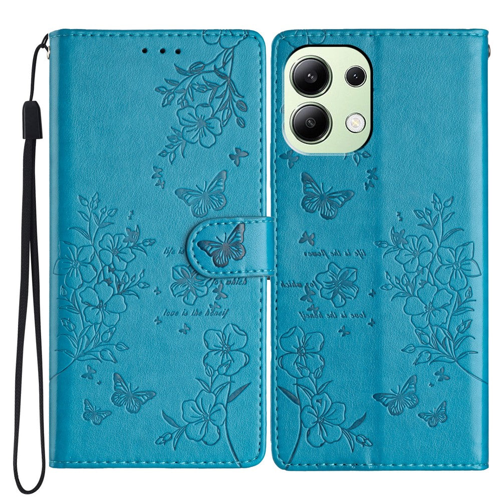 For Xiaomi Redmi Note 13 4G Leather Case Butterfly Floral Imprint Wallet Phone Shell