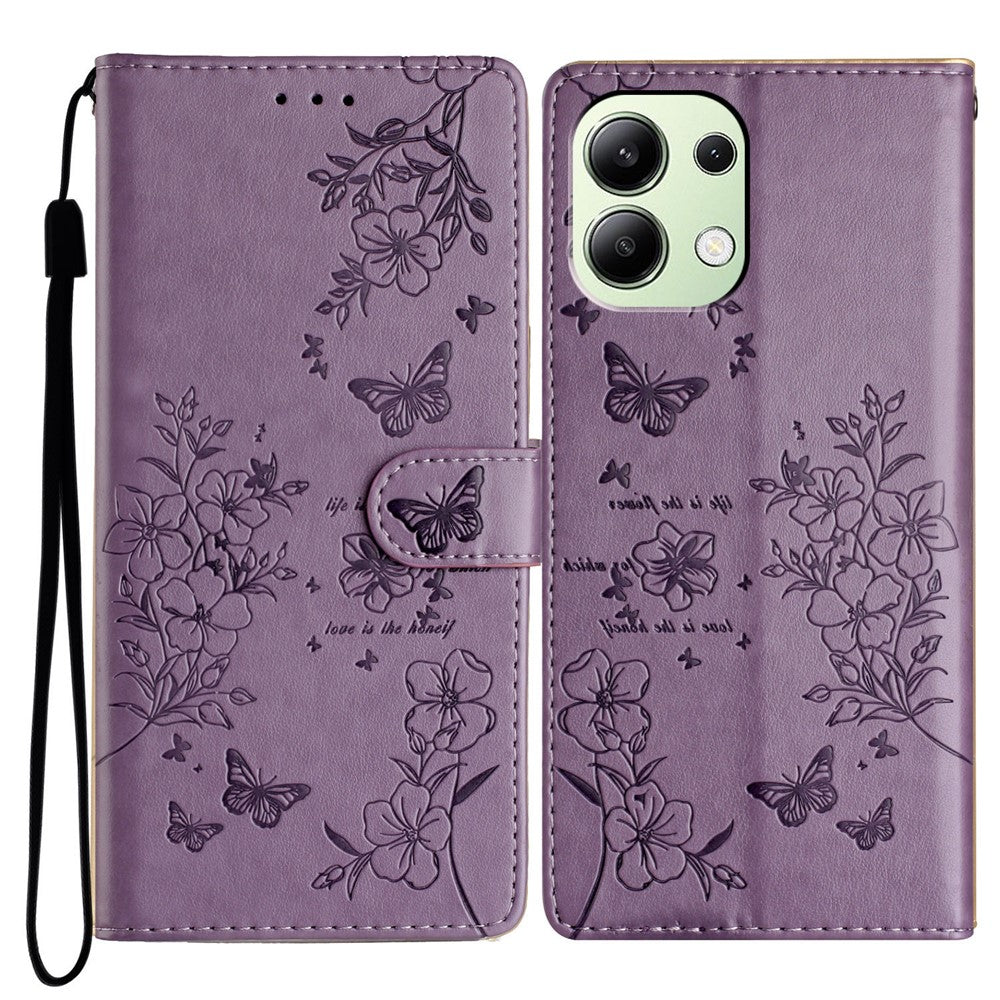 For Xiaomi Redmi Note 13 4G Leather Case Butterfly Floral Imprint Wallet Phone Shell