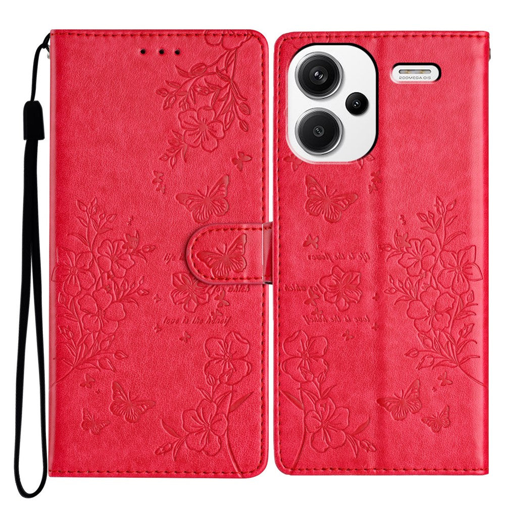 For Xiaomi Redmi Note 13 Pro+ 5G Phone Case Butterfly Floral Imprint Leather Wallet Cover
