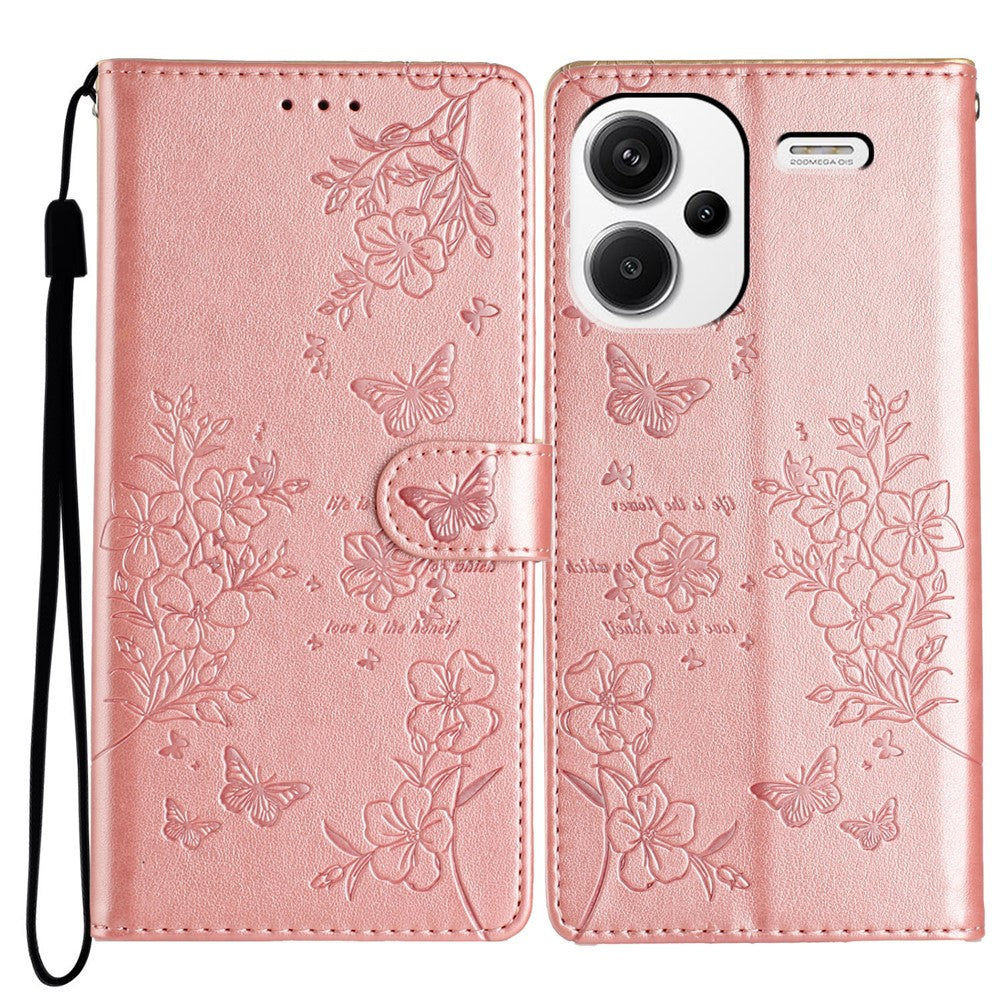 For Xiaomi Redmi Note 13 Pro+ 5G Phone Case Butterfly Floral Imprint Leather Wallet Cover