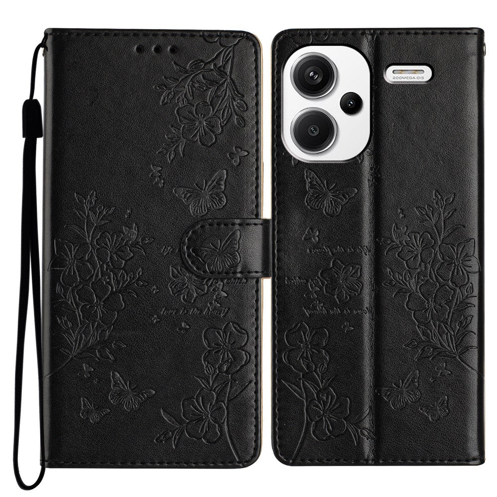 For Xiaomi Redmi Note 13 Pro+ 5G Phone Case Butterfly Floral Imprint Leather Wallet Cover
