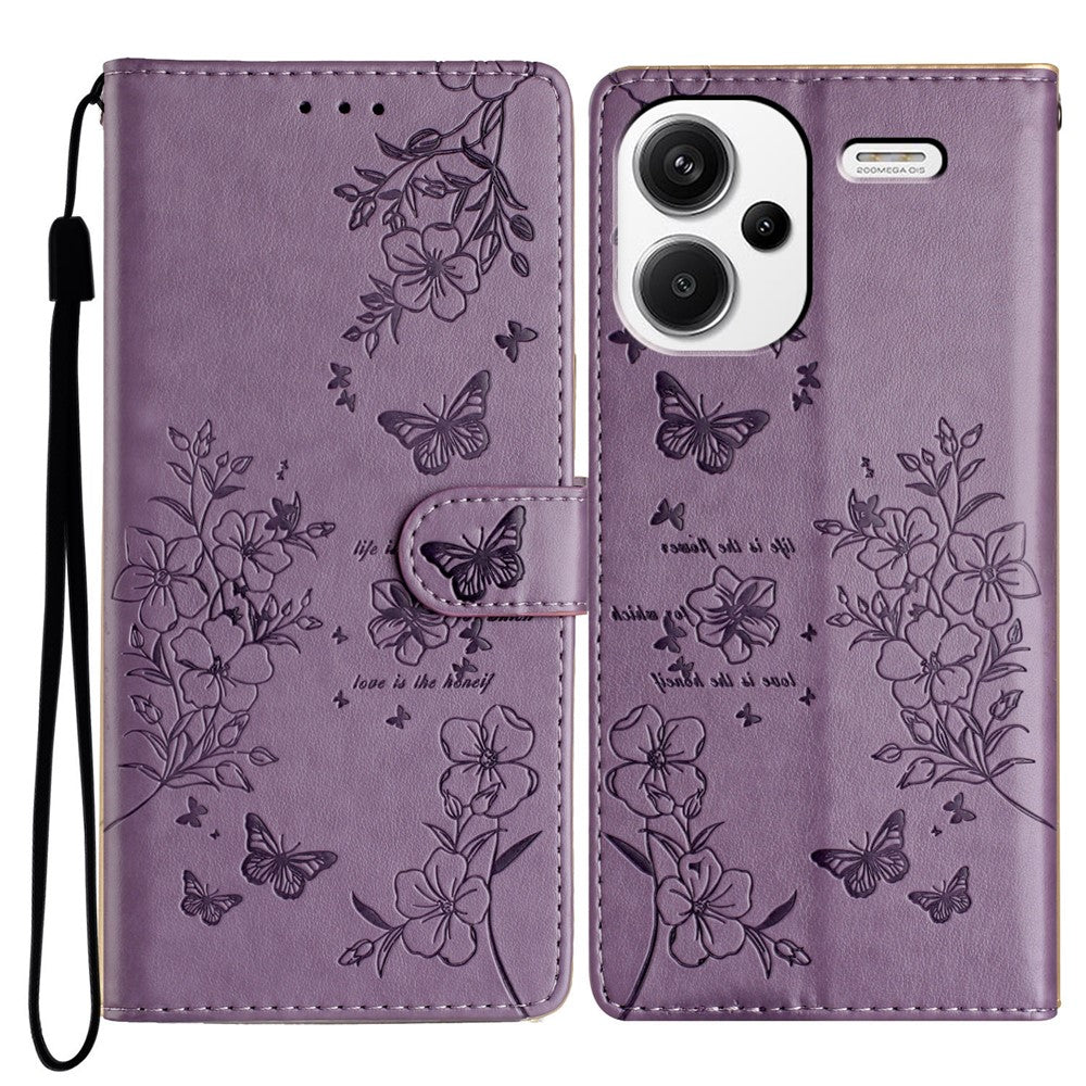 For Xiaomi Redmi Note 13 Pro+ 5G Phone Case Butterfly Floral Imprint Leather Wallet Cover