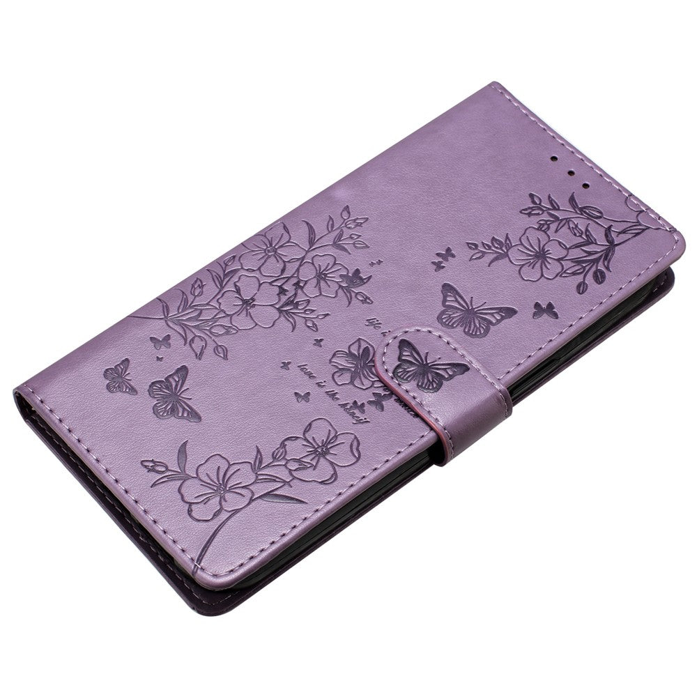 Xiaomi 13T / 13T Pro / Redmi K60 Ultra Stativskal Läderfodral med Fjärilsmönster och Blommönster