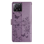 Xiaomi 13T / 13T Pro / Redmi K60 Ultra stativfodral i läder med fjärils- och blommönster