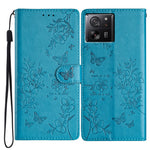 Xiaomi 13T / 13T Pro / Redmi K60 Ultra stativfodral i läder med fjärils- och blommönster