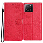 Xiaomi 13T / 13T Pro / Redmi K60 Ultra stativfodral i läder med fjärils- och blommönster