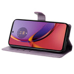 Motorola Moto G45 5G / G34 5G-etui med stativ, sommerfugle- og blomstret læderpung-mobilcover