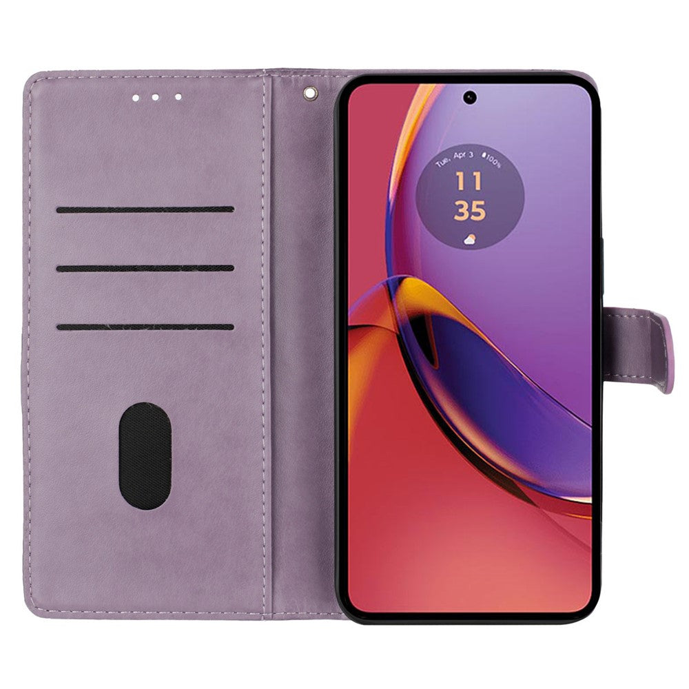 Motorola Moto G45 5G / G34 5G-etui med stativ, sommerfugle- og blomstret læderpung-mobilcover