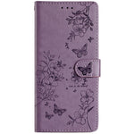 Motorola Moto G45 5G / G34 5G-etui med stativ, sommerfugle- og blomstret læderpung-mobilcover