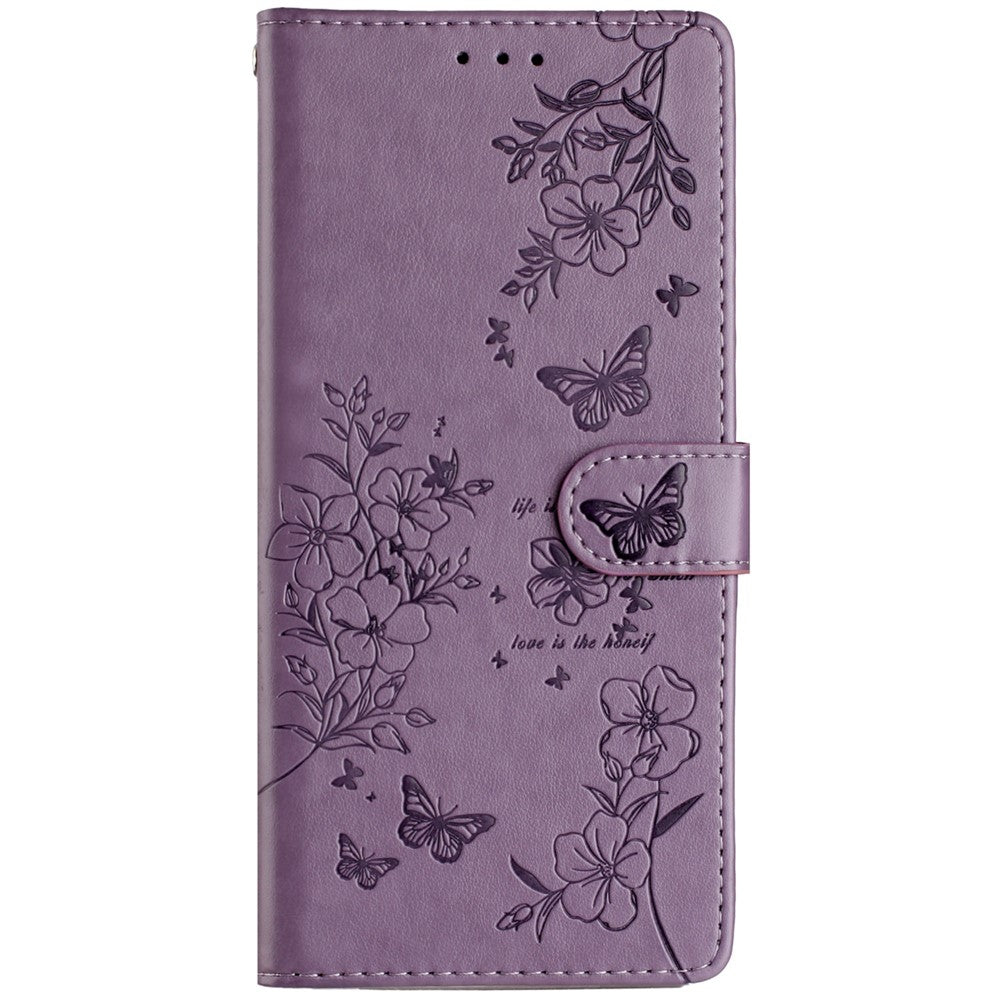 Motorola Moto G45 5G / G34 5G-etui med stativ, sommerfugle- og blomstret læderpung-mobilcover
