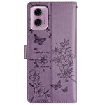Motorola Moto G45 5G / G34 5G-etui med stativ, sommerfugle- og blomstret læderpung-mobilcover