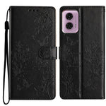 Motorola Moto G45 5G / G34 5G-etui med stativ, sommerfugle- og blomstret læderpung-mobilcover