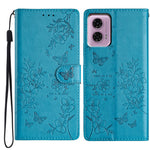 Motorola Moto G45 5G / G34 5G-etui med stativ, sommerfugle- og blomstret læderpung-mobilcover