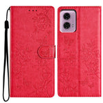 Motorola Moto G45 5G / G34 5G-etui med stativ, sommerfugle- og blomstret læderpung-mobilcover