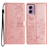 Motorola Moto G45 5G / G34 5G-etui med stativ, sommerfugle- og blomstret læderpung-mobilcover