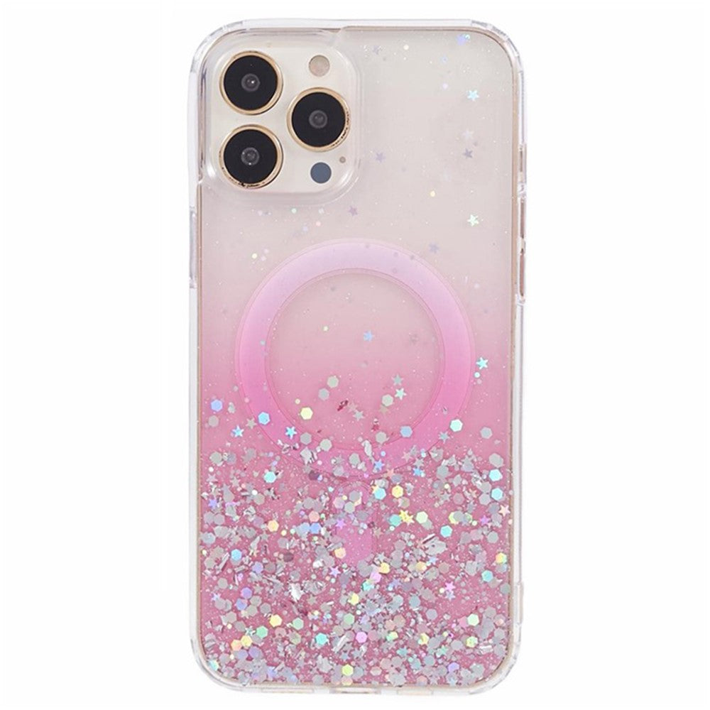 WANLONFENG JWT Series For iPhone 12 Pro Max Glitter Sequin TPU+Acrylic Magnetic Phone Case with Screen Film + Lens Film