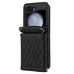 For Samsung Galaxy Z Flip7 FE 5G / Z Flip6 5G Case Card Holders PU Leather+PC Phone Cover with Detachable Shoulder Strap