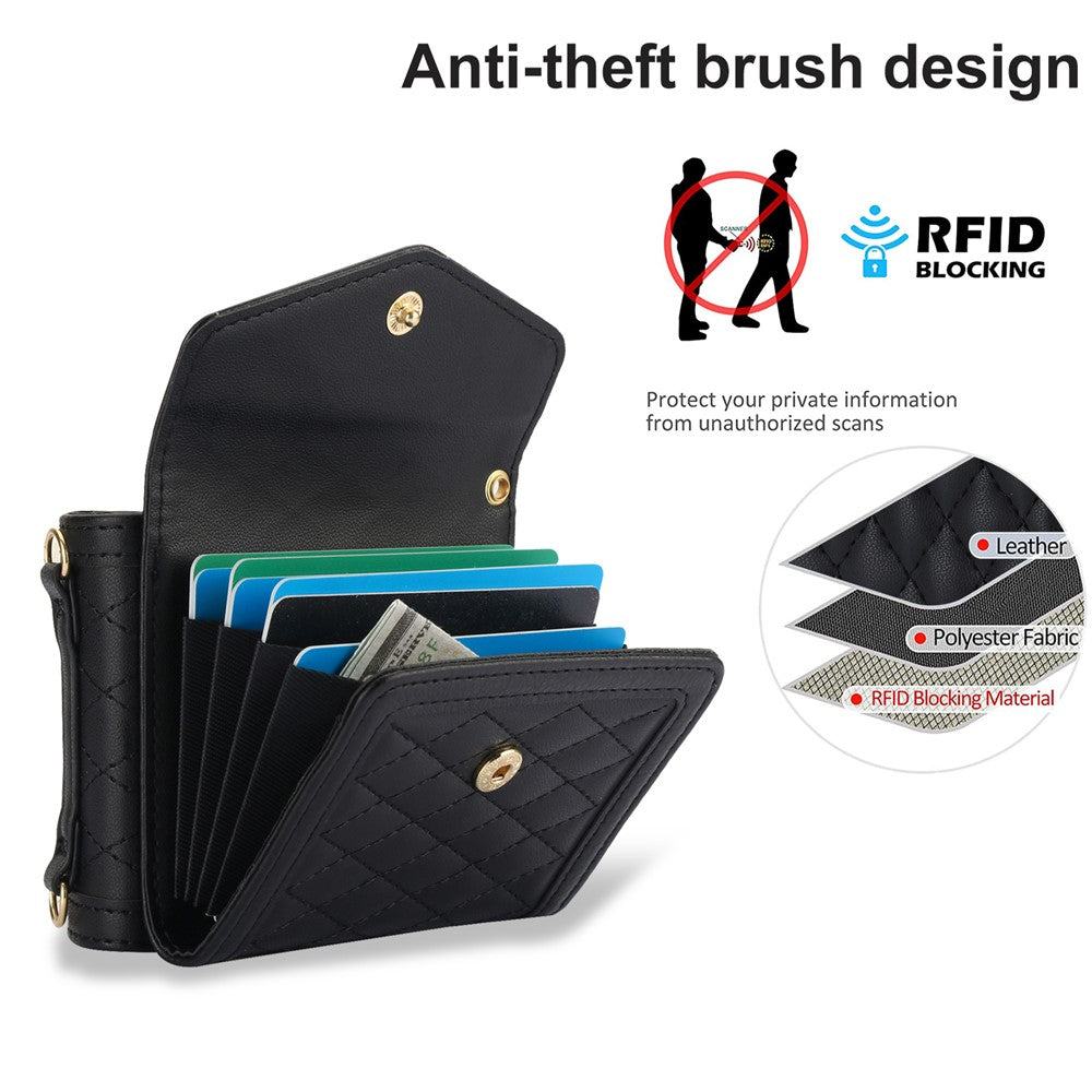 For Samsung Galaxy Z Flip7 FE 5G / Z Flip6 5G Case Card Holders PU Leather+PC Phone Cover with Detachable Shoulder Strap
