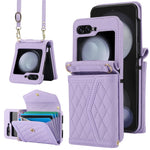 For Samsung Galaxy Z Flip7 FE 5G / Z Flip6 5G Case Card Holders PU Leather+PC Phone Cover with Detachable Shoulder Strap