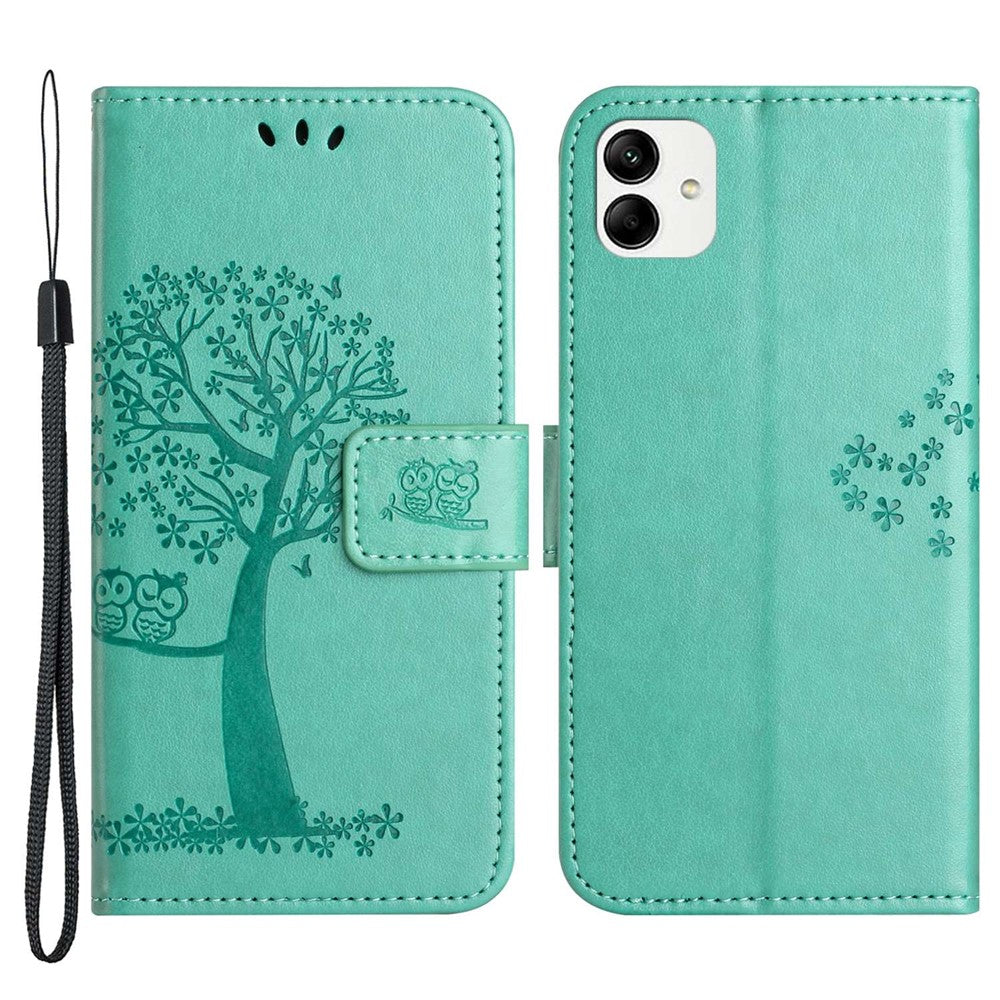 Til Samsung Galaxy A04 4G (164,4 x 76,3 x 9,1 mm) / M13 5G Anti-fald PU-læder telefoncover Præget ugletræsmønster Flip Wallet Cover Stativ
