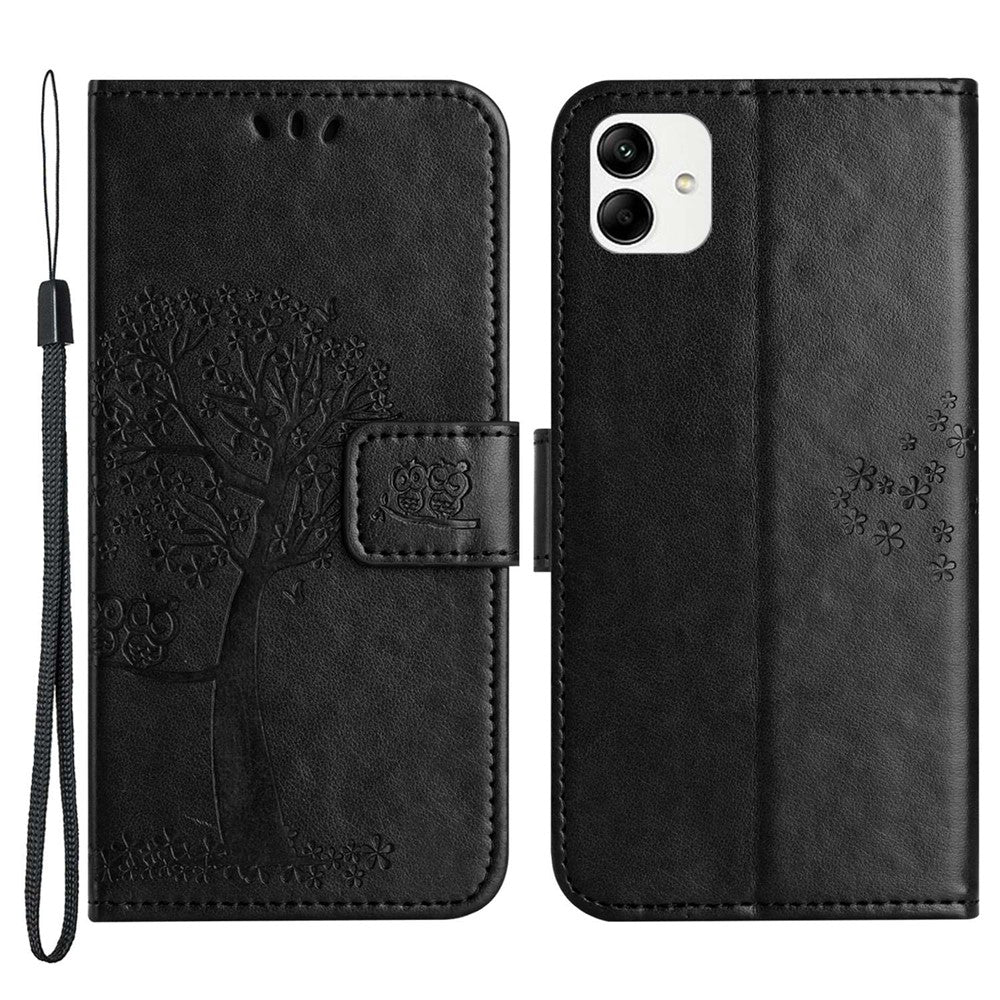 Til Samsung Galaxy A04 4G (164,4 x 76,3 x 9,1 mm) / M13 5G Anti-fald PU-læder telefoncover Præget ugletræsmønster Flip Wallet Cover Stativ