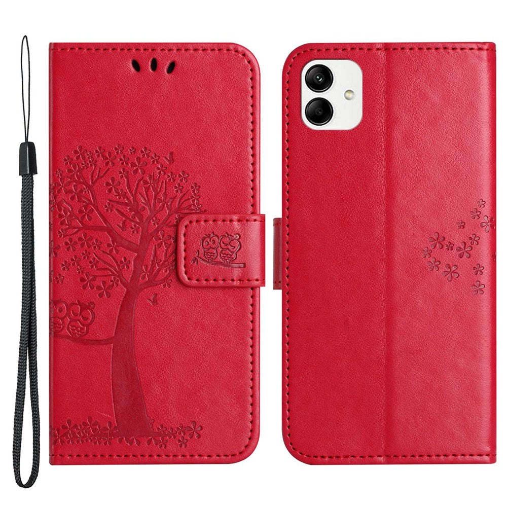 Til Samsung Galaxy A04 4G (164,4 x 76,3 x 9,1 mm) / M13 5G Anti-fald PU-læder telefoncover Præget ugletræsmønster Flip Wallet Cover Stativ