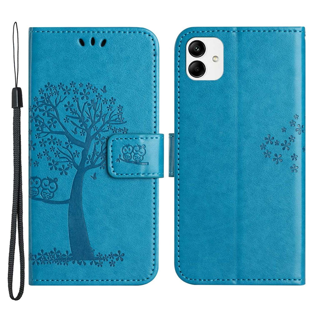 Til Samsung Galaxy A04 4G (164,4 x 76,3 x 9,1 mm) / M13 5G Anti-fald PU-læder telefoncover Præget ugletræsmønster Flip Wallet Cover Stativ
