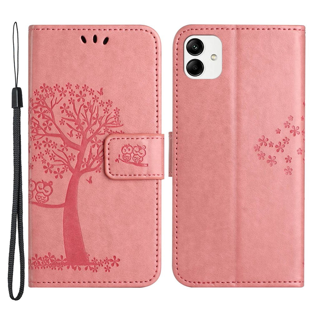 Til Samsung Galaxy A04 4G (164,4 x 76,3 x 9,1 mm) / M13 5G Anti-fald PU-læder telefoncover Præget ugletræsmønster Flip Wallet Cover Stativ
