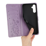 For Samsung Galaxy S24 FE Phone Case Butterfly Flower Imprinted Leather Flip Cover