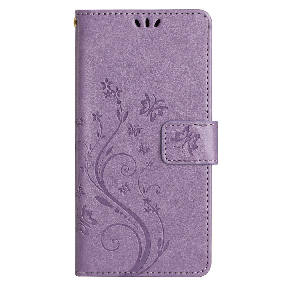 For Samsung Galaxy S24 FE Phone Case Butterfly Flower Imprinted Leather Flip Cover