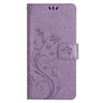 For Samsung Galaxy S24 FE Phone Case Butterfly Flower Imprinted Leather Flip Cover