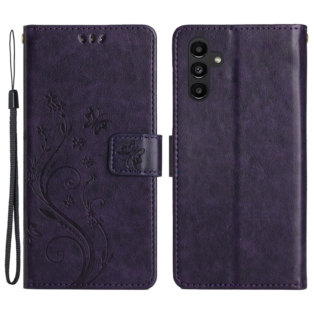 For Samsung Galaxy S24 FE Phone Case Butterfly Flower Imprinted Leather Flip Cover