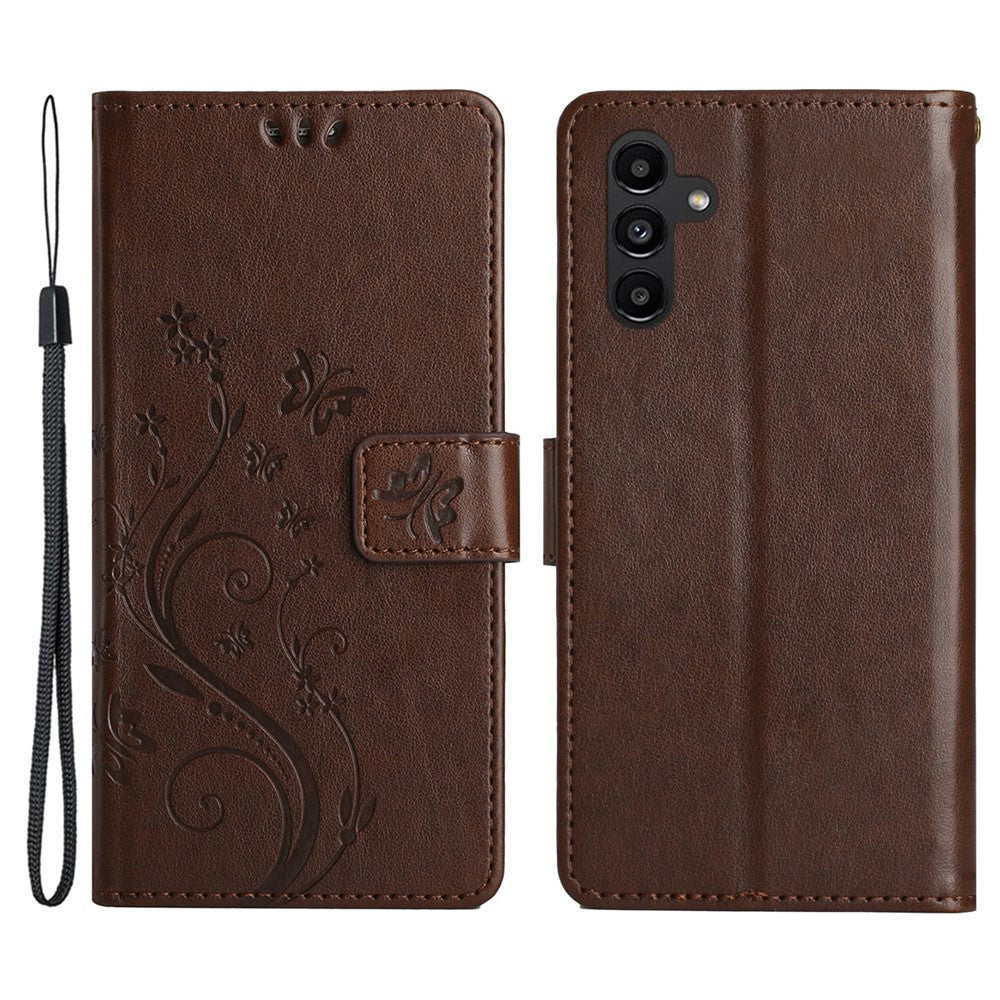 For Samsung Galaxy S24 FE Phone Case Butterfly Flower Imprinted Leather Flip Cover