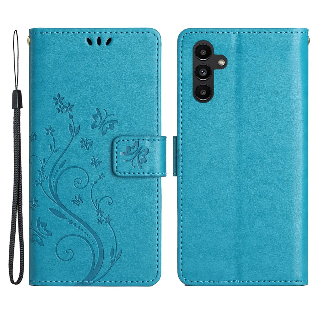 For Samsung Galaxy S24 FE Phone Case Butterfly Flower Imprinted Leather Flip Cover