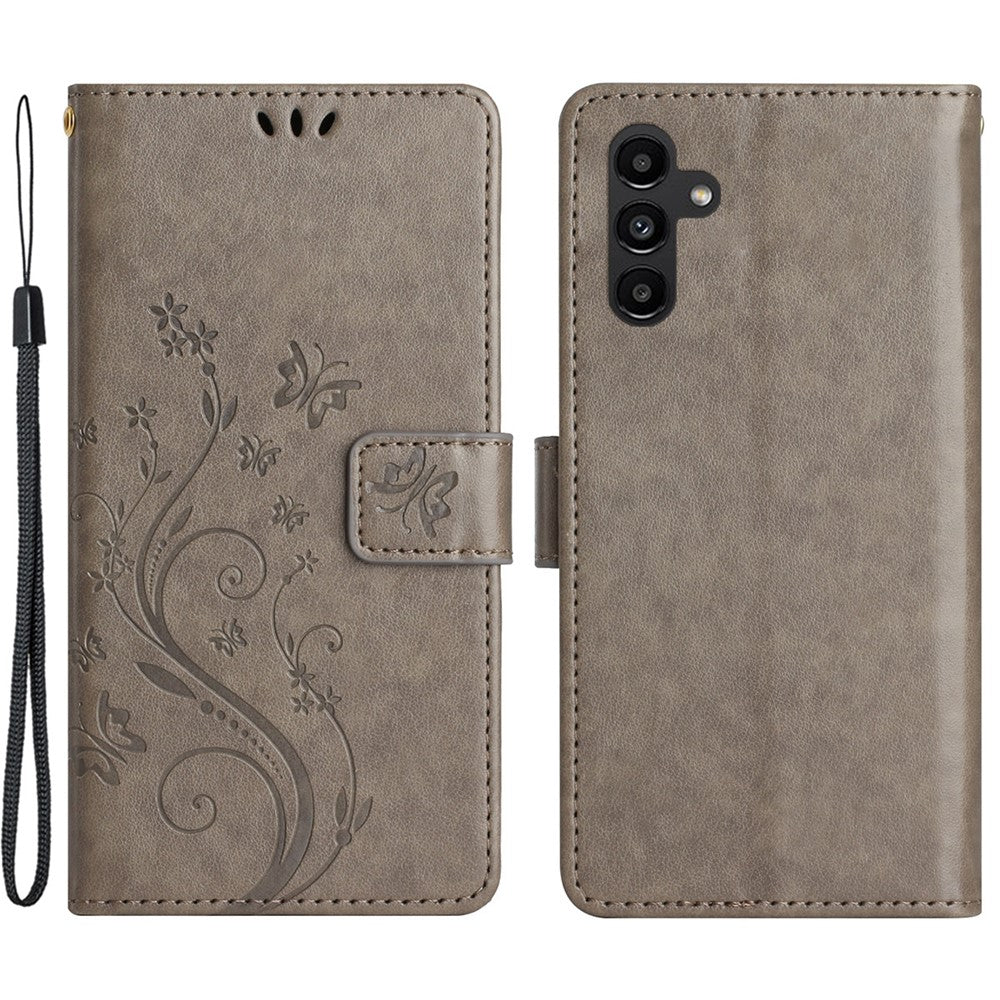 For Samsung Galaxy S24 FE Phone Case Butterfly Flower Imprinted Leather Flip Cover
