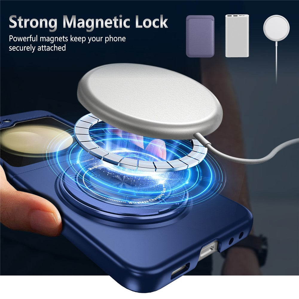 Samsung Galaxy Z Flip7 FE 5G / Z Flip6 5G Magnetiskt skal Roterande stativ PC Hårt mobilskal