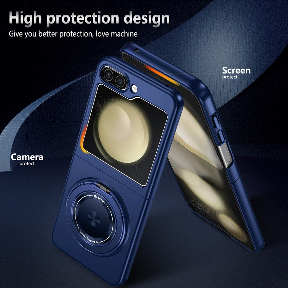 Samsung Galaxy Z Flip7 FE 5G / Z Flip6 5G Magnetiskt skal Roterande stativ PC Hårt mobilskal