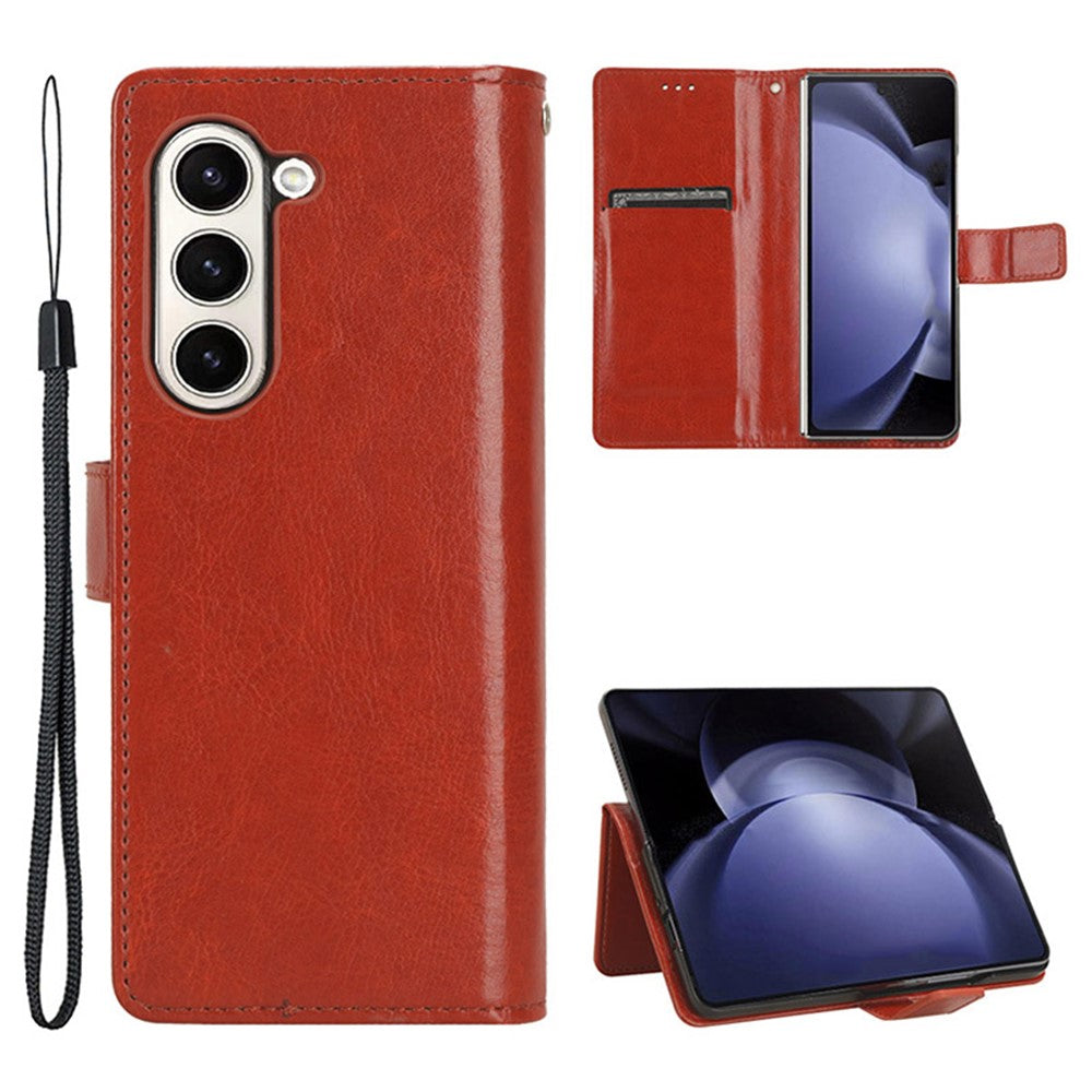 For Samsung Galaxy Z Fold6 5G Case Crazy Horse Texture Leather Folding Phone Cover