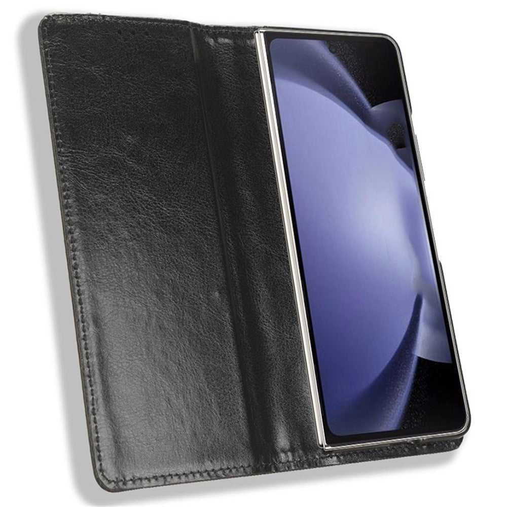 Til Samsung Galaxy Z Fold6 5G Etui PU Læder Retro Telefon Stativ Cover