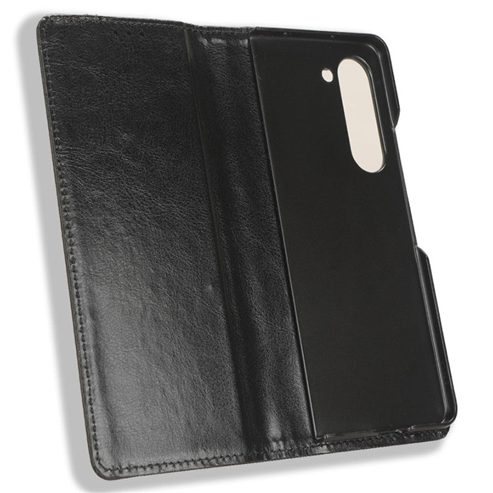 Til Samsung Galaxy Z Fold6 5G Etui PU Læder Retro Telefon Stativ Cover