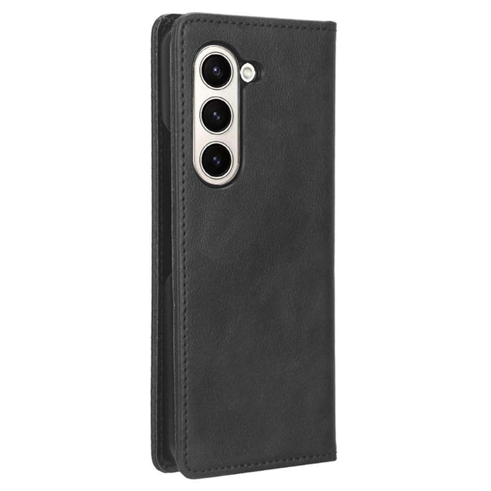 Til Samsung Galaxy Z Fold6 5G Etui PU Læder Retro Telefon Stativ Cover