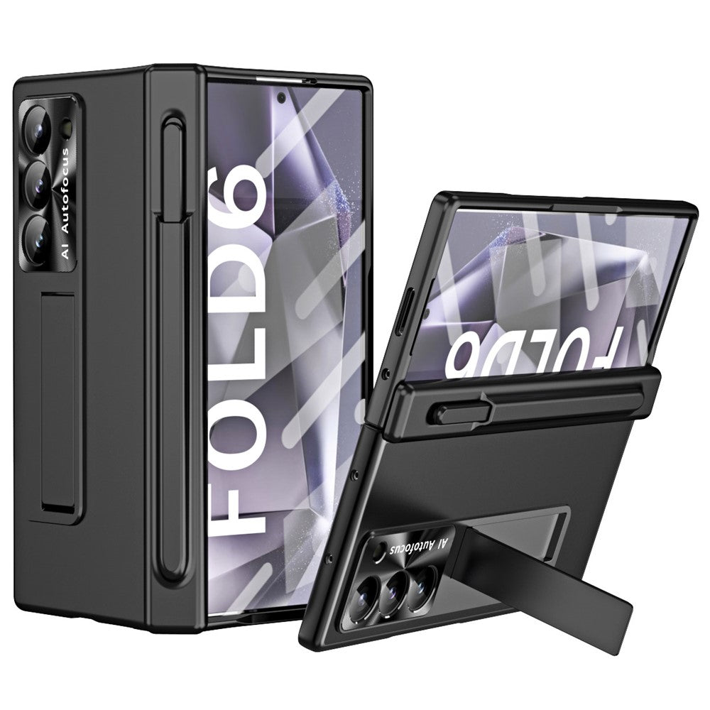 For Samsung Galaxy Z Fold6 5G Had PC Phone Case Kickstand Cover with Pen  /  Pen Slot