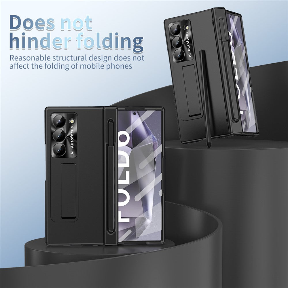 For Samsung Galaxy Z Fold6 5G Had PC Phone Case Kickstand Cover with Pen  /  Pen Slot