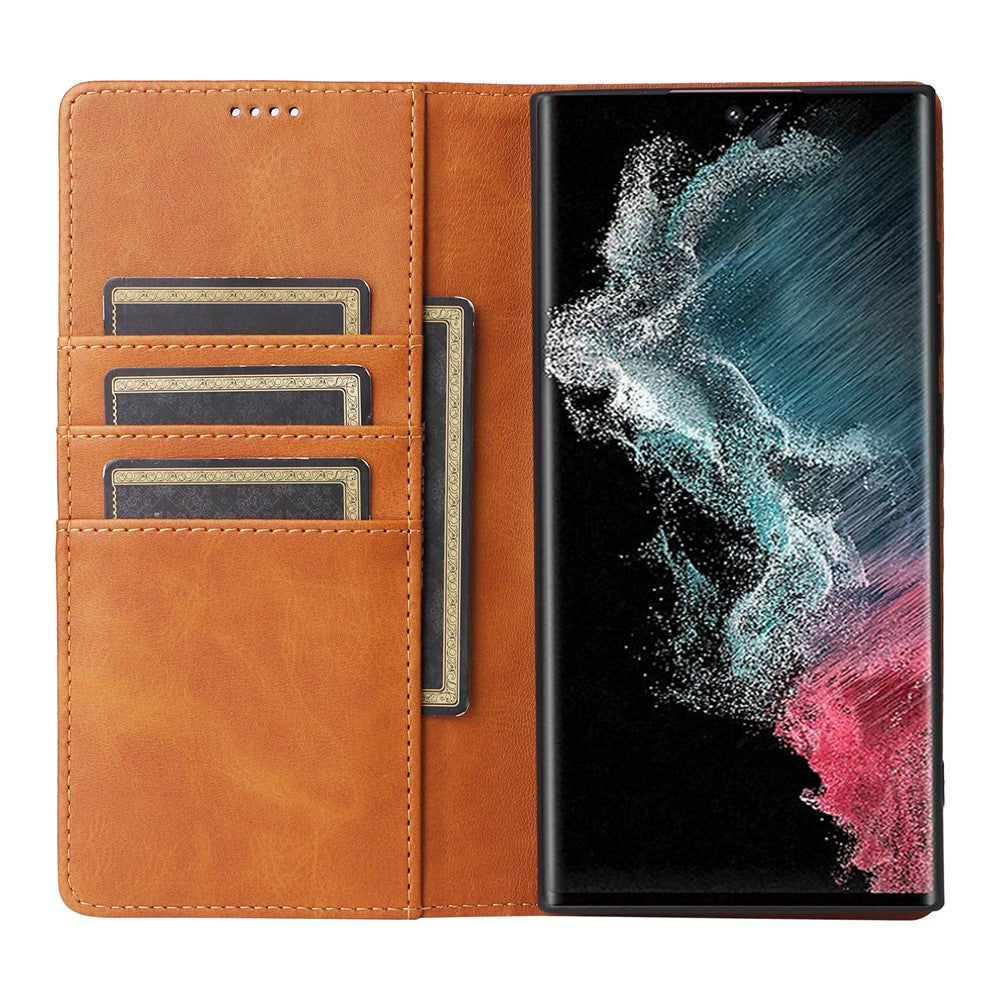 For Samsung Galaxy S22 Ultra 5G Case Leather Phone Cover RFID Blocking