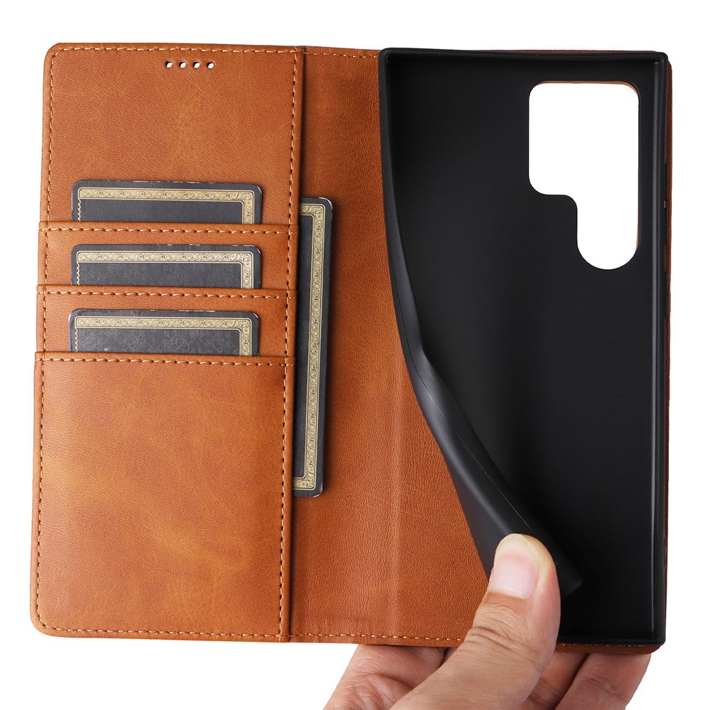 For Samsung Galaxy S22 Ultra 5G Case Leather Phone Cover RFID Blocking