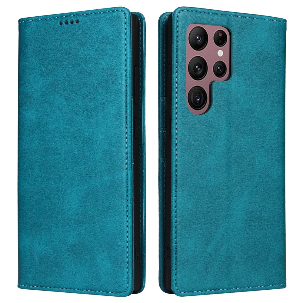 For Samsung Galaxy S22 Ultra 5G Case Leather Phone Cover RFID Blocking