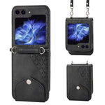 For Samsung Galaxy Z Flip7 FE 5G / Z Flip6 5G Case Calf Texture PU Leather Phone Cover with Shoulder Strap